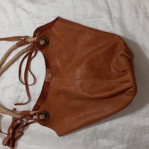 PRUNE Tote Hobo Shoulder Hand Bag Tan Full Grain Leather Built-in-Change Purse